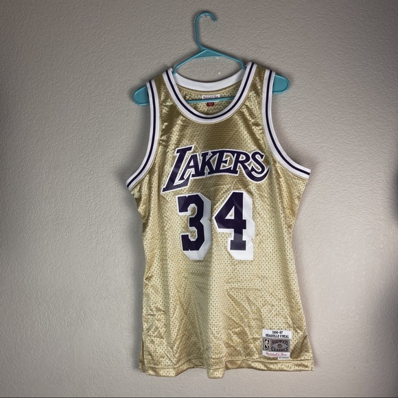 Lakers Shaq O'Neal Swingman 24k Gold Jersey Rare - Picture 3 of 9